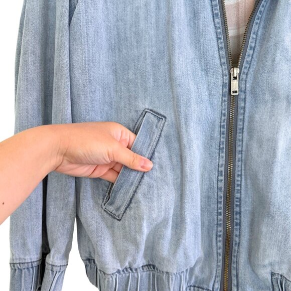 Women's American Eagle Light Washed Denim Harrington Collared Jacket - Small - Picture 4 of 6